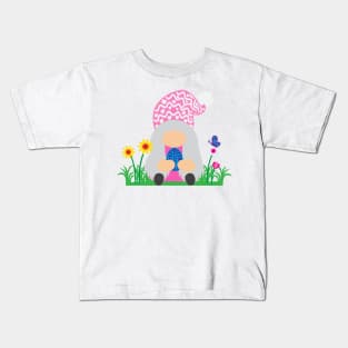 Easter Gnome Pink Hat in a Garden Kids T-Shirt